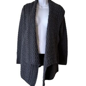 Irelands Eye Womens 100% Merino Wool Gray Knit Cardigan Open Front Size XS/S‎
